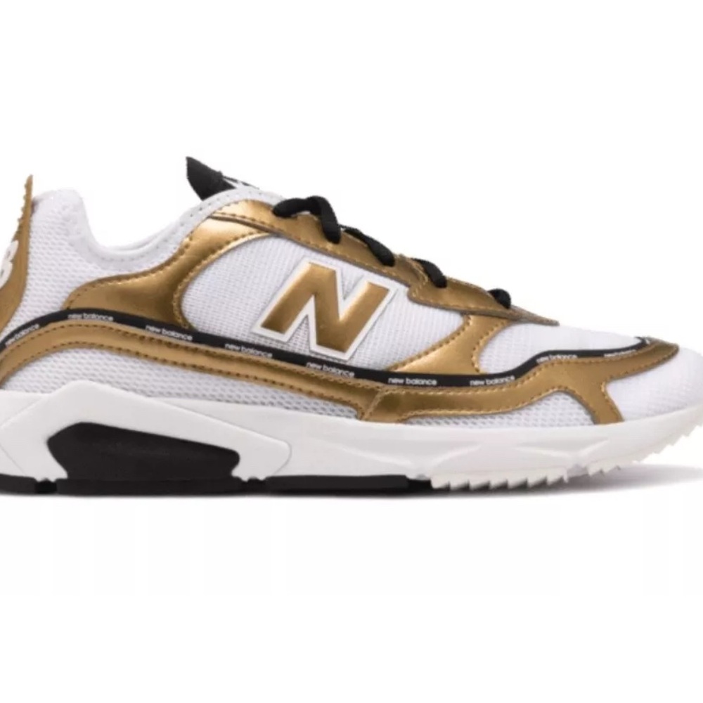 New Balance White and Gold Sneakers